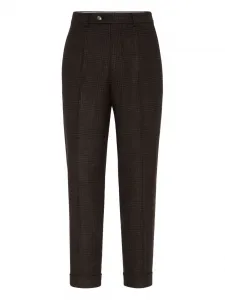 Брюки со складками Brunello Cucinelli, коричневый