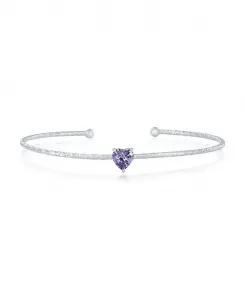 Серебряный браслет с фианитами в форме сердца Simona, lavender