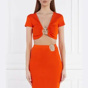 Укороченный топ Patrizia Pepe, оранжевый