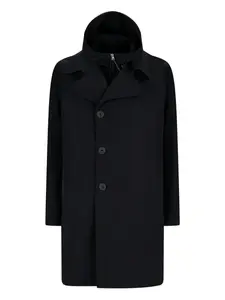 Однобортное пальто с капюшоном Herno, черный