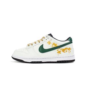 Nike Кроссовки для скейтборда unisex low top с технологией dunk cushioning, устойчивые к истиранию, легкие, бело-зеленые