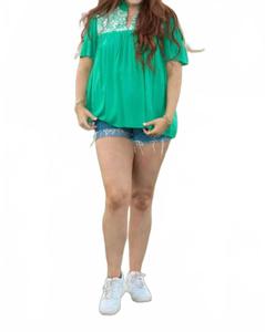 Топ с вышитым воротником-оборкой зеленого цвета Layerz Clothing, зеленый