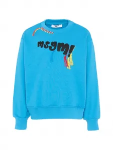 Свитшот с логотипом MSGM Kids, синий