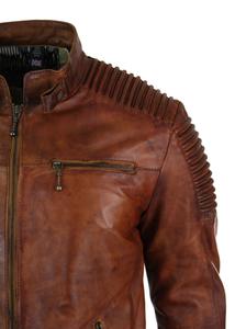 Винтажная кожаная куртка на молнии TruClothing, цвет timber