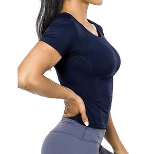 Укороченные топы для тренировок для женщин, рубашки для тренировок с короткими рукавами для бега в тренажерном зале, йоги, спортивных упражнений MISSKY, розовый