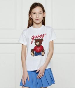 Футболка детская Guess из органического хлопка с принтом медведя, белый