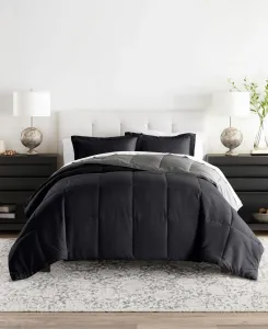 Комплект постельного белья из 2 предметов: легкое двустороннее одеяло с наполнителем, имитирующим пух, для всех сезонов, размер Twin/Twin XL Ienjoy Home, черный