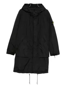 Пальто с капюшоном и завязками Stone Island, черный