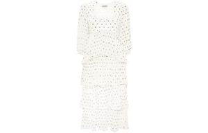 Платье миди с принтом и рукавом три четверти GANNI, белый