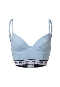 Женский бюстгальтер, бралетт - на косточках, пояс с логотипом, хлопок стрейч CHIARA FERRAGNI, голубой
