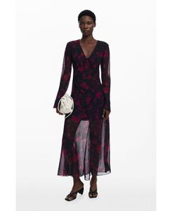 Женское длинное струящееся платье с цветочным принтом Desigual, Pink