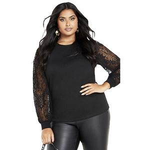 Женский топ с длинными рукавами и кружевом Parker Plus Size Avenue, Black