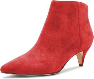 XYD стильные женские ботильоны, низкий каблук-«kitten», заостренный носок, закрытая носочная часть, боковая молния, выпускной, блестки, вечеринка, мода, короткие ботильоны, Rot/Ausflug, Einfarbig (Getaway Solids)