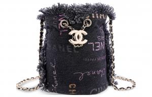 Джинсовая ведерка кроссбодди, мини-сумка через плечо женская черная CHANEL