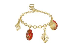 Браслет "Элементы" Swarovski, красный/золотой