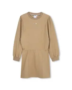 Детское платье коричневого цвета с длинными рукавами BOSS Kidswear