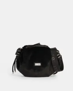Сумка-гондола из синтетического меха с присборенной застежкой-молнией по бокам и регулируемой нейлоновой ручкой Pepe Moll, черный