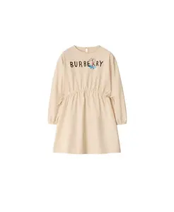 Хлопковое платье для девочек с логотипом Лондонской гвардии - для малышек и девочек постарше. Burberry, бежевый