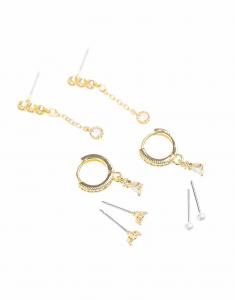 Позолоченные кубические цирконии и серьги, комплект из 4 штук в золоте Lovisa