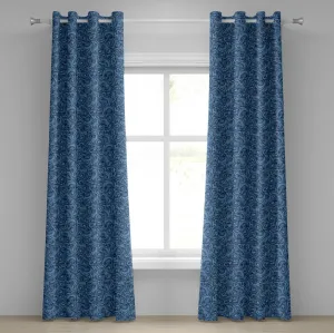 Шторы на люверсах в азиатском стиле ABAKUHAUS, художественные круги в технике зентангл, замысловатые экзотические племенные линии, декоративные двухпанельные шторы, 280 x 260 см, бледно-голубой, темно-синий Abakuhaus