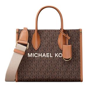 MICHAEL KORS Сумка-шоппер Mirella из прорезиненной ткани, маленькая женская сумка коричневого цвета