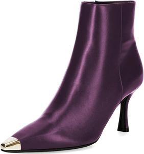 Женские стильные ботильоны Pazzion с носком и боковыми молниями, узкий средний каблук, на молнии, для женщин, для официального офиса и поездок на работу, размер 4-16 US, Purple