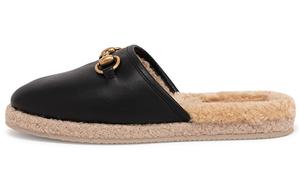 Шлепанцы женские Gucci Horsebit 1955, черный / бежевый