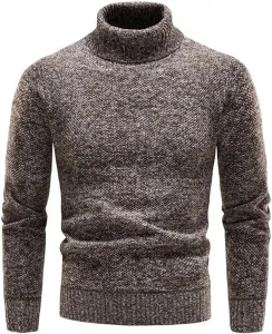 Зимний флисовый свитер с высоким воротником, утепленный пуловер Slim Fit для мужчин