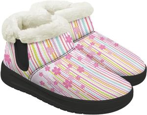 Женские зимние ботинки: теплые, комфортные, с нескользящей подошвой, короткие ботильоны для улицы Gdxynsmny, Pink Floral