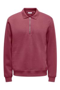 Джемпер поло с длинными рукавами и застежкой молнией 3/4 Only & Sons, бургундия