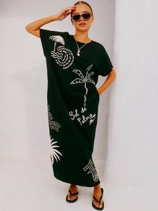 Свободное макси-платье Slogan Never Fully Dressed, Black