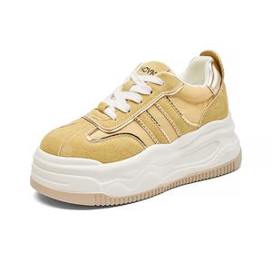 Непромокаемые нескользящие противоударные лоу-топ скейтборд кроссовки women's POOQ, желтый