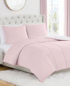 Двусторонний комплект постельного белья из 3 предметов с квадратной строчкой, размер King Juicy Couture, белый/розовый