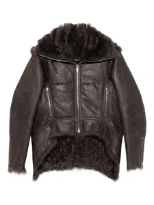 Куртка из овчины с застежкой-молнией спереди Rick Owens, серый