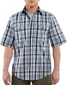 Carhartt мужская рубашка Standish Plaid с коротким рукавом, Dark Cobalt Blue