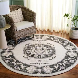 SAFAVIEH Aspen коллекция ковер 183 x 183 см - Ivory & Black, ручной работы шерсть, идеально для гостиной, спальни, столовой (APN552Z)