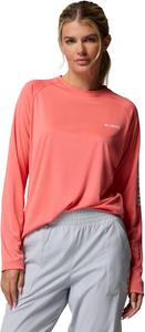 Футболка Columbia Women's Tidal Tee II Long Sleeve Hoodie, Melonade/White Logo