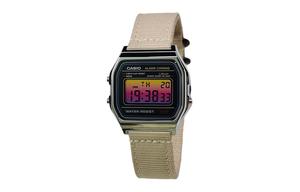 CASIO Мужские часы Retrofit Series с кварцевым механизмом и нейлоновым ремешком, черный циферблат