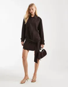 Шоколадно-коричневое платье-тренч ASOS DESIGN