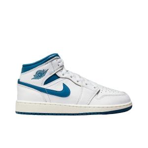 Кроссовки Air Jordan 1 Mid SE GS, цвет Weiß/Industrie Blau/Beige