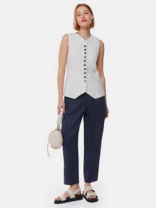 Льняные брюки с бочкообразными ножками Whistles, темно-синий