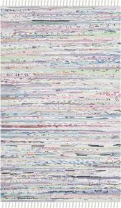 Ковер SAFAVIEH, 69 x 153 см, Rag Rug Collection, Light Green & Multi, ручной работы, богемная полоска, хлопок, идеален для помещений с высокой проходимостью: прихожая, гостиная, спальня (RAR125D)