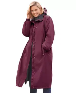 Длинная куртка с капюшоном Plus Size из таслона Woman Within, красный