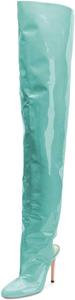 Женские ботфорты FSJ из лаковой кожи, выше колена, закрытый носок, вырезы, каблук-стилет, размер 4-15 US, Turquoise