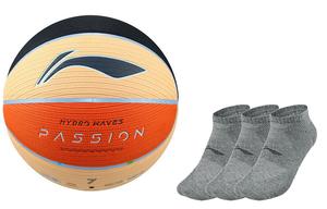 LINING Баскетбольный мяч Badfive PU черный оранжевый размер 7 тренировочный unisex