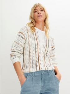 Ажурный свитер в полоску цвета экрю и хаки WITT WEIDEN