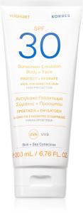 Йогуртовый солнцезащитный лосьон для лица и тела Korres, spf 30 200 мл