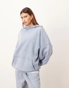 Толстовка премиум-класса ARRANGE с кислотной стиркой нежно-голубого цвета