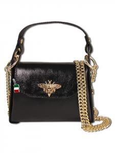 Наплечная сумка Florence Umhängetasche Leder schwarz metallic ca. 18cm
