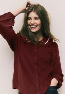Блуза Next REGULAR FIT -EMBROIDERED PETER PAN COLLAR, Wine/Bordeaux